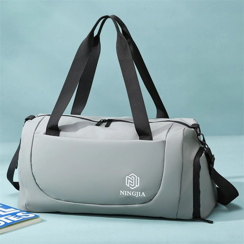 Water Repellent Oxford Cloth Gym Bag Large Capacity With Shoe Compartment Dry Wet Separation Travel Duffel Shoulder Bag