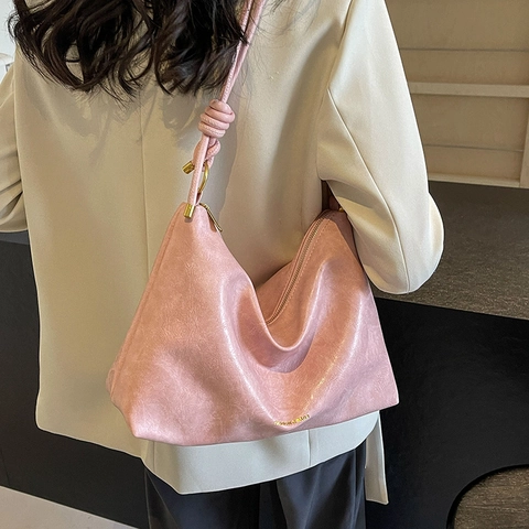 Bolso De Hombro Hobo Para Mujer Cuero PU Gran Capacidad Diseño Correa Con Nudos Bolso Tote Informal Moda Color Sólido
