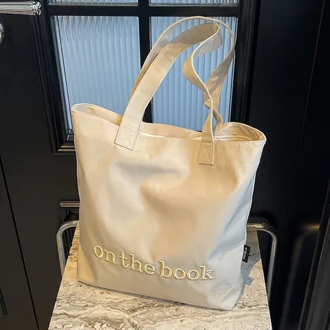 Aesthetic Canvas Tote Bag Large Capacity For Women School Commute Letter Embroidery Fashion Handbag Versatile-Style