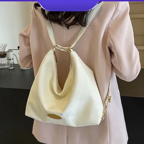 Large Capacity Shoulder Bag PU Leather Matte Hobo Tote For Women Urban Simple Commute Casual Handbag With Gold Hardware