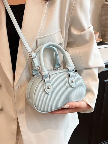 Mini Borsa A Mano Boston In Pelle PU Texture Pieghettata Verticale Borsa A Tracolla Chic Versatile Da Donna