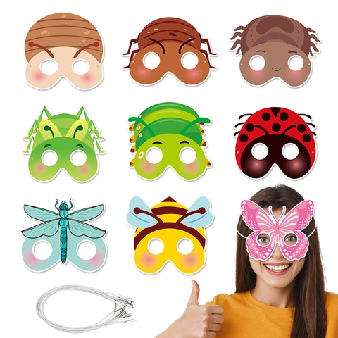 Insekten Thema Party Papier Masken Mit Elastischem Seil Cartoon Schmetterling Biene Marienkäfer Foto Requisiten Kostüm Zubehör