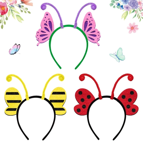 Cerchietto Tema Insetti Farfalla Ape Coccinella Feltro Accessori Foto Festa Compleanno Bambini Stile Cartone Animato