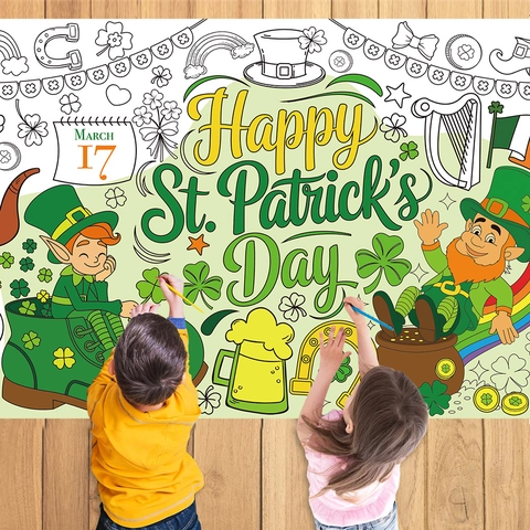 Poster Da Colorare Per Il Giorno Di San Patrizio Carta DIY Pittura Banner Decorazione Festa Festival Irlandese Per Bambini Giocattolo Educativo