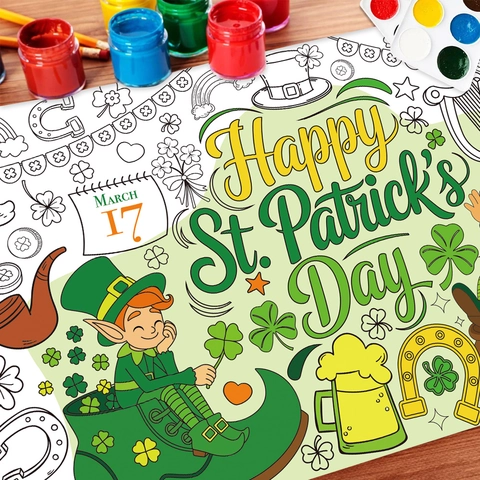 Poster Da Colorare Per Il Giorno Di San Patrizio Carta DIY Pittura Banner Decorazione Festa Festival Irlandese Per Bambini Giocattolo Educativo