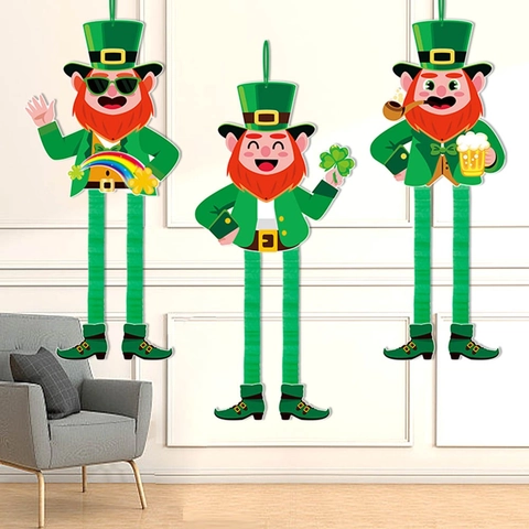 Decorazioni Appese San Patrizio Ornamenti In Carta Leprechaun Gnome A Nido D'Ape Con Gambe Lunghe Retrattili Per Festa
