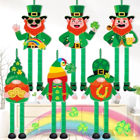 Decorazioni Appese San Patrizio Ornamenti In Carta Leprechaun Gnome A Nido D'Ape Con Gambe Lunghe Retrattili Per Festa
