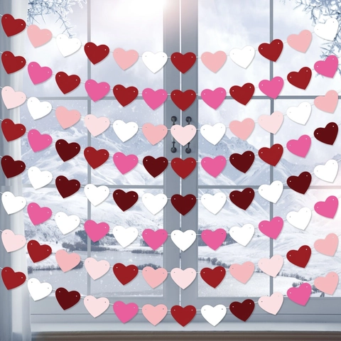 Ghirlanda Di Cuori In Carta Per San Valentino Banner Decorazione Appesa Per Matrimonio Anniversario Festa Romantica Sfondo