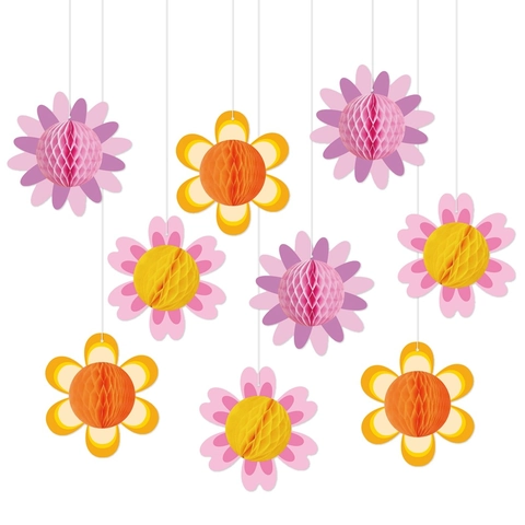 Florale Honingraat Hangdecoraties Papieren Bloemen Dimensionale Decoraties Lentefeest Verjaardag Thuisbenodigdheden