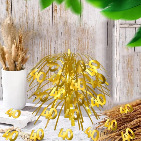 Goldene Geburtstag Tischdeko Fontäne Dekoration PVC Metallic Jubiläum Party Dekor Desktop Ornament Elegant