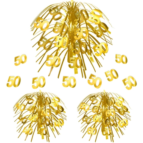 Goldene Geburtstag Tischdeko Fontäne Dekoration PVC Metallic Jubiläum Party Dekor Desktop Ornament Elegant