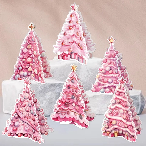 Decorazioni Da Tavolo Albero Di Natale Rosa Carta Di Cartoncino 3D Centrotavola Decorativo Per Festa Festiva Casa