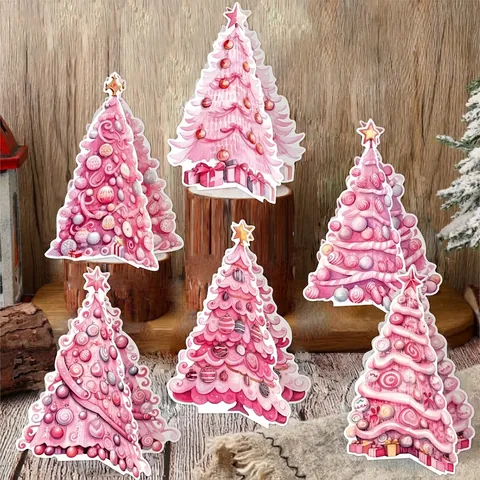 Decorazioni Da Tavolo Albero Di Natale Rosa Carta Di Cartoncino 3D Centrotavola Decorativo Per Festa Festiva Casa