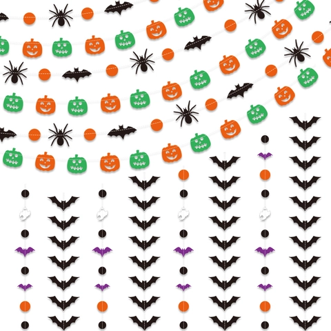 Halloween Hanging Garland Cardboard Bat Pumpkin Spider Ghost Banner For Party Decoration Festive Atmosphere