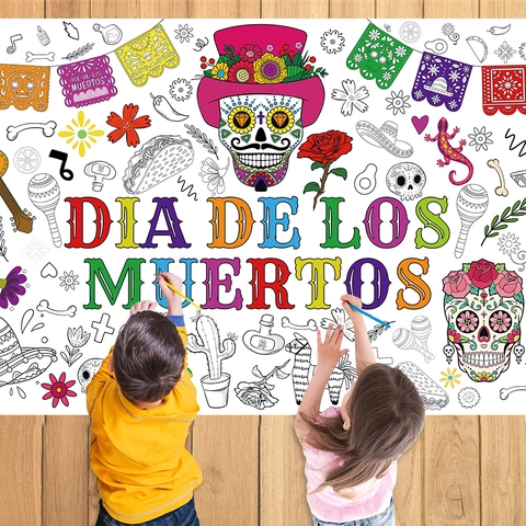 Dia De Los Muertos DIY Kleurplaat Poster Papier Mexicaans Festival Graffiti Tekening Muurkunst Kinderen Educatieve Feest Decor
