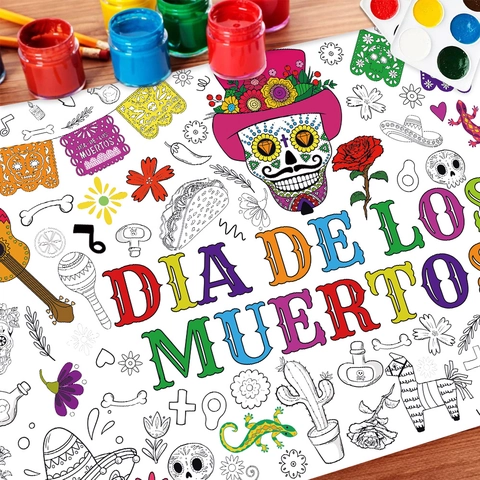 Dia De Los Muertos DIY Kleurplaat Poster Papier Mexicaans Festival Graffiti Tekening Muurkunst Kinderen Educatieve Feest Decor