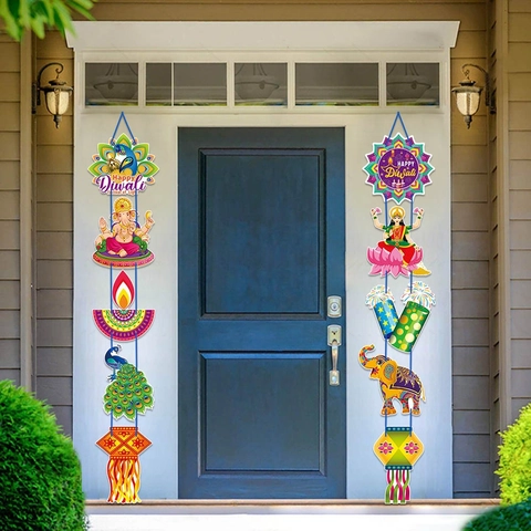 Decorazioni Diwali Da Appendere Alla Porta Motivi Ganesha Lakshmi Pavone Banner In Cartoncino Decorazione Ingresso Festival
