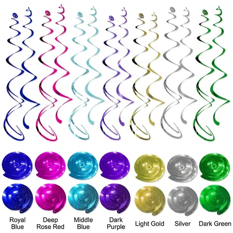 Hanging Spiral Swirl Decorations Shiny Metallic PVC Ceiling Ornaments For Birthday Wedding Party Event Festive Decor
