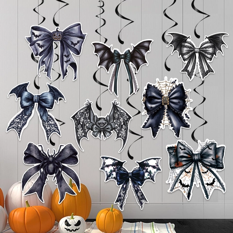 Decorazioni Pendenti Spirale Halloween Carta Cartone PVC Ragno Pipistrello Fiocco Gotico Festa Ornamenti