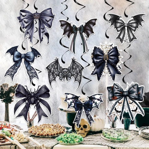 Decorazioni Pendenti Spirale Halloween Carta Cartone PVC Ragno Pipistrello Fiocco Gotico Festa Ornamenti