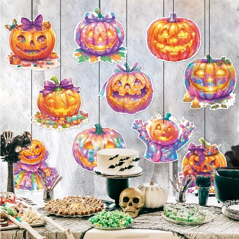 Decorazioni Appese Zucca Halloween Cartone Carta Ornamenti Colorati Per Decorazione Soffitto Parete Festa