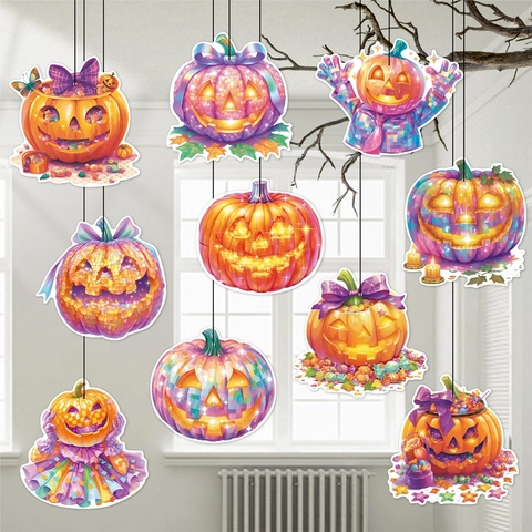 Decorazioni Appese Zucca Halloween Cartone Carta Ornamenti Colorati Per Decorazione Soffitto Parete Festa