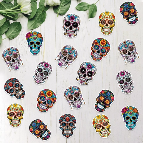 Confettis De Table Jour Des Morts Mexicain Crâne En Sucre Décoration Papier Pour Ambiance De Fête Art Populaire Coloré