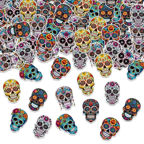 Confettis De Table Jour Des Morts Mexicain Crâne En Sucre Décoration Papier Pour Ambiance De Fête Art Populaire Coloré
