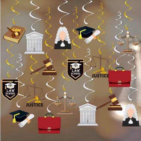 Decorazioni Appendere Spirali Festa Laurea Giurisprudenza Tema Giustizia Oro Argento