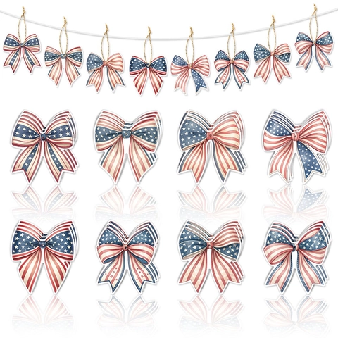 Etichette Appese In Carta Fiocco Patriottico Giorno Dell'Indipendenza Decorazione Festa Quattro Luglio Stelle E Strisce