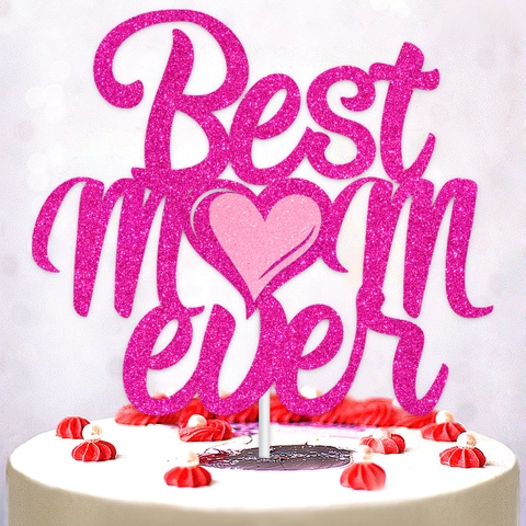 Best Mom Ever Kuchendeko Pinker Glitzer Herz Design Für Muttertag Geburtstag Party Dekoration Zubehör