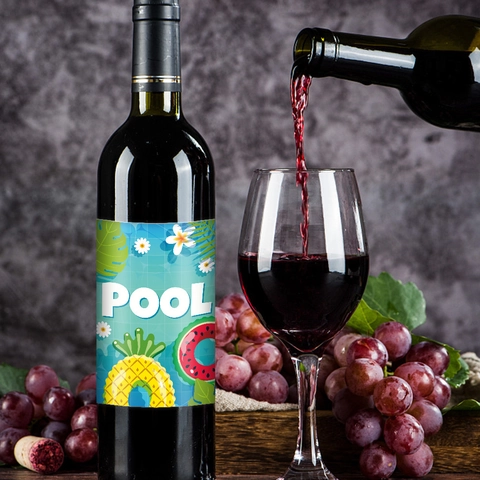 Hawaii Verano Pool Party Pegatinas Para Botellas De Vino Impermeable Adhesivo Etiquetas De Bebidas Tema Playa Tropical Decoración