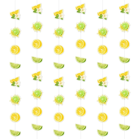 Summer Lemon Lime Hanging Garland Double Sided Cardboard Fruit Theme Hawaiian Party Birthday Background Decoration