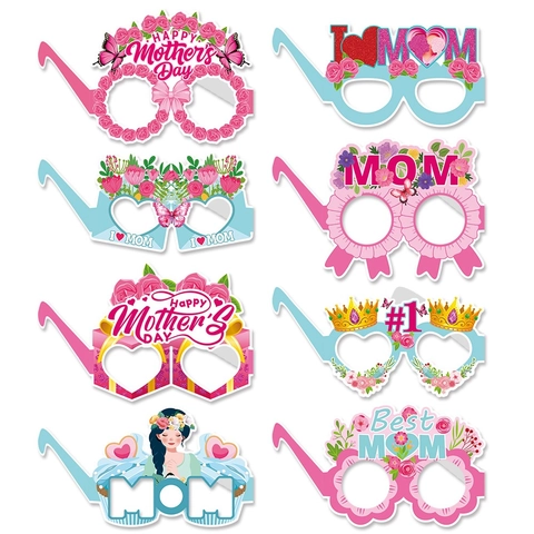 Muttertag Papier Deko Brillen Blumen Herz Fotorequisiten Party Dekoration Für Mama Geburtstag