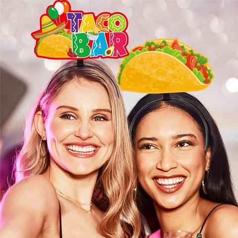 Serre Têtes De Fête Mexicaine Cinco De Mayo Colorés Tacos Cactus Guitare Carton Tissu Non Tissé Fiesta Carnaval Accessoires Photo