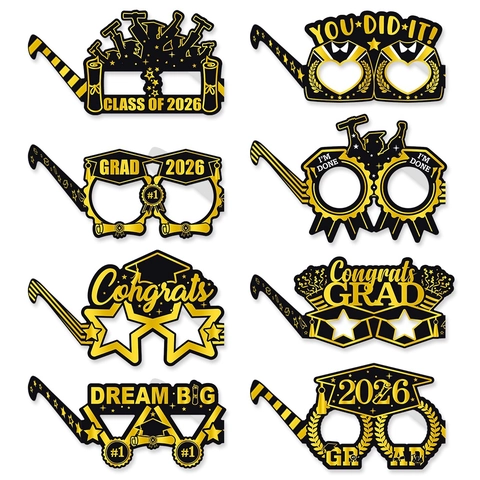 Occhiali Di Carta Per Festa Di Laurea Accessori Per Foto Design Cappello Da Dottore Nero Oro Decorazione Per Studenti