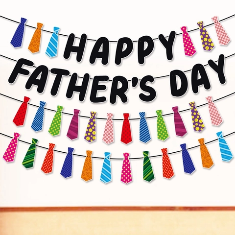 Father's Day Decoration Banner Garland Paper Tie Design Colorful Hanging Bunting For Party Atmosphere And Celebration