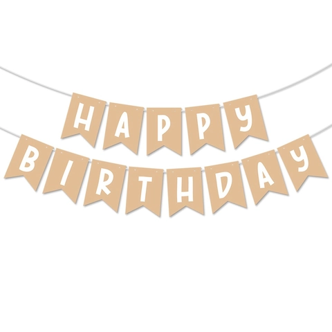 Happy Birthday Banner Kraft Paper Swallowtail Bunting For Party Decoration Rustic Retro Hanging Garland