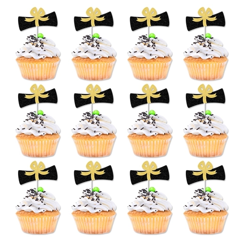 Decorazione Cupcake Laurea Glitter Oro Nero Design Diploma Decorazione Dessert Per Cerimonia Festa Celebrazione