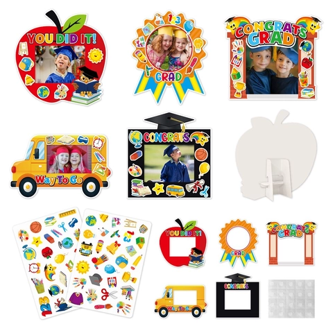 Abschlussfeier Party Dekoration DIY Bilderrahmen Karton Requisiten Mit Aufklebern Und Ständern Für Kindergarten Absolventen