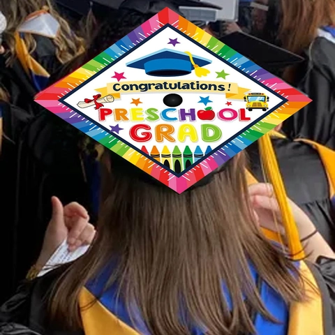 Herzlichen Glückwunsch Vorschule Abschluss Hut Topper Karton Regenbogen Schulbus Dekoration Für Kindergarten Party