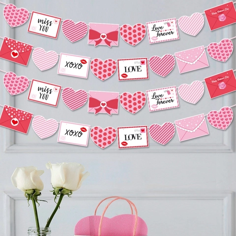 Banner Busta Cuore San Valentino Ghirlanda Carta Decorazione Romantica Matrimonio Festa Fidanzamento Sfondo Oggetti Scena