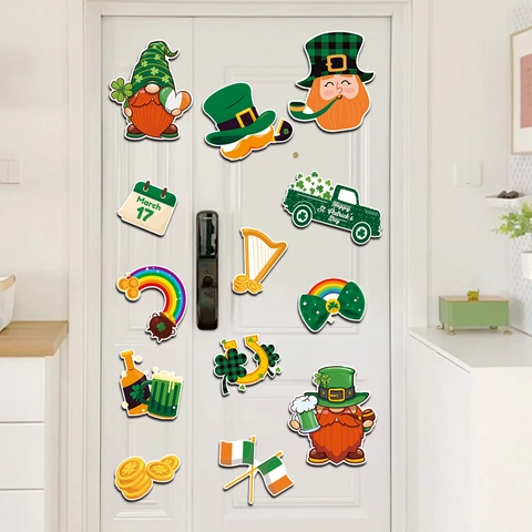 St. Patricks Day Kühlschrankmagnete Magnetische Shamrock Gnom Glücksklee LKW Regenbogen Irisches Festival Haus Garage Dekor