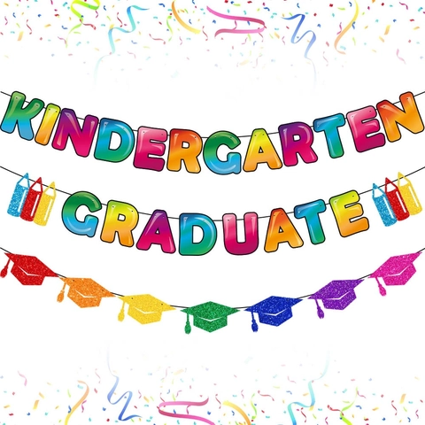 Banner Diploma Scuola Materna Gradiente Colorato Carta Luccicante Tocco Laurea Scuola Classe Festa Sfondo Decorazione