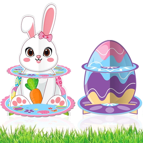 Easter Cupcake Stand Paper Rabbit Bunny Egg Decorative Dessert Display Holder Party Supplies