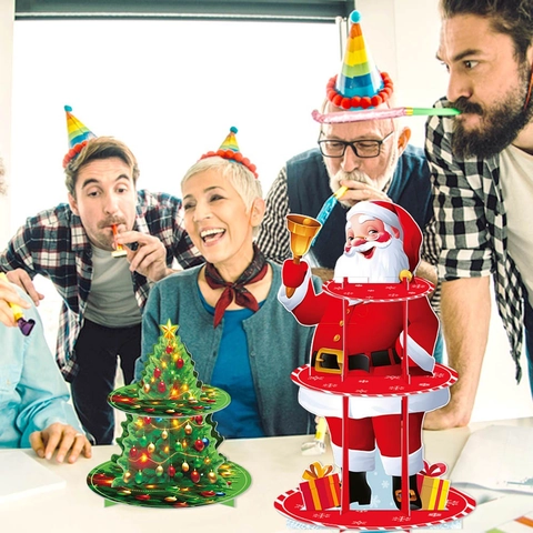 Weihnachten Cupcake Ständer Papier Etagen Dessert Display Santa Claus Weihnachtsbaum Feiertag Party Deko Winter