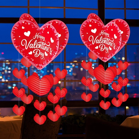 Decorazioni Appese Cuore 3D San Valentino Carta Cartoncino Stampato Romantico Matrimonio Proposta Anniversario Festa Casa