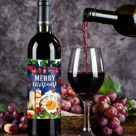 Christmas Wine Bottle Label Stickers Adhesive Paper Holiday Party Decoration Xmas Festive Illustration Ornament Accessory