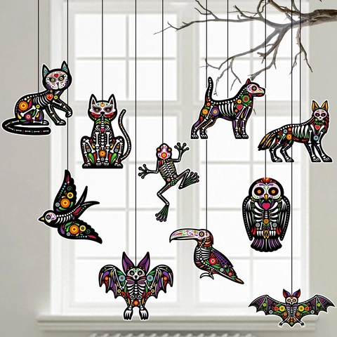 Day Of The Dead Hängedekorationen Tierskelett Sugar Skull Karton Ornamente Für Halloween Party Haus Deko