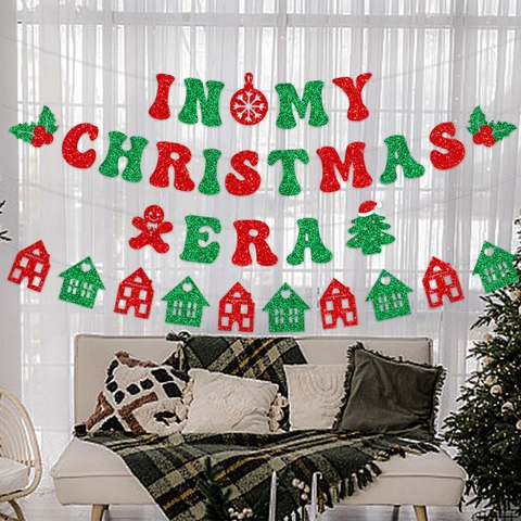 Ghirlanda Natalizia Luccicante Banner Decorazione Lettere Appese Per Festa Di Vacanza Capodanno Ornamento Casa
